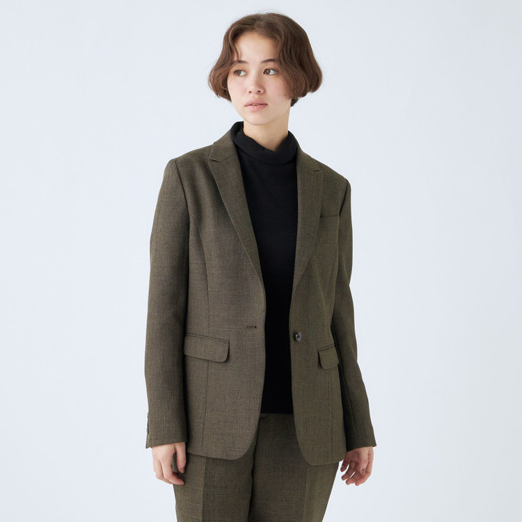 シルバーライン 【RELAX TAPERED_2】【秋冬】1釦シングルテーパードパンツスーツ/ブラウン/ウォッシャブル/4S SUSTAINABILITY&ECOLOGY FABRIC/※パンツ裾上げ済仕様 茶中間