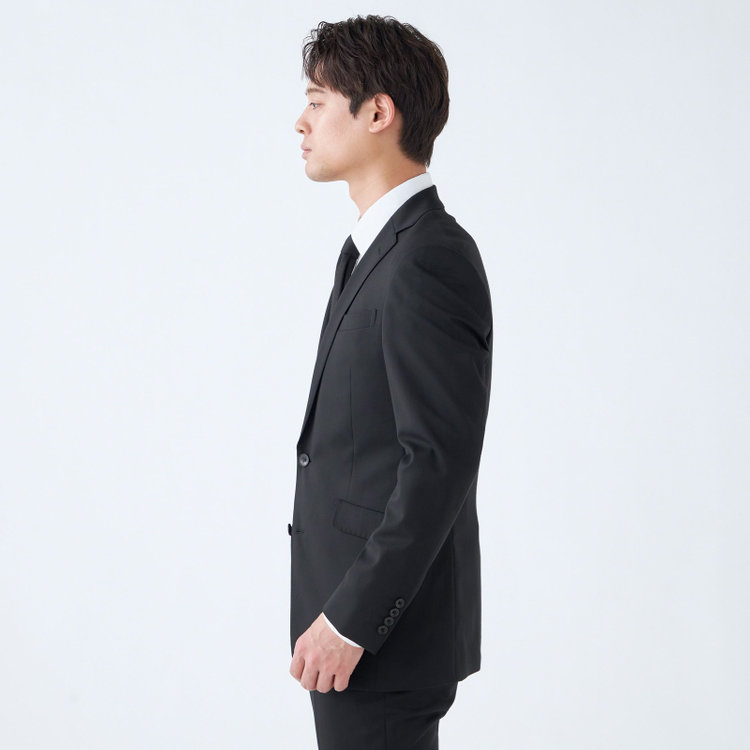 ブラックライン 【KSW】【年間】2釦シングルスーツ 0タック/ブラック/ウエストシャーリング/ウォッシャブル/MOVING STRETCH/※裾上げ必要 黒