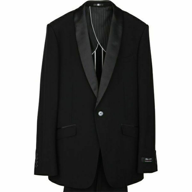 スーツセレクト 【WEB限定/OUTLET】【X】【年間】 1釦サテンショールカラーシングルスーツ 0タック/プレミアムブラック+super110's ブラック系(黒)