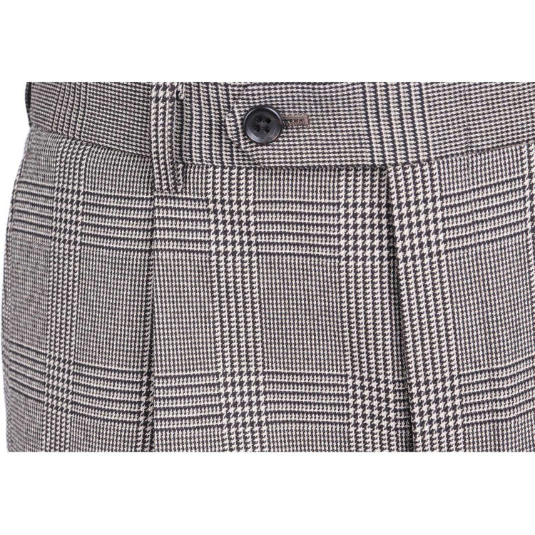 スーツセレクト 【WEB限定/OUTLET】【RBC】【秋冬】1タックテーパードパンツ/ブラウン×グレンチェック/シャーリング仕様/ウォシャブル ブラウン系(茶)