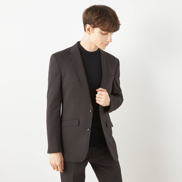 ブラックライン 【SLIM TAPERED_2】【年間】2釦シングルテーパードパンツスーツ 0タック/ブラウン/ウエストシャーリング/4S/※パンツ裾上げ済仕様 茶中間