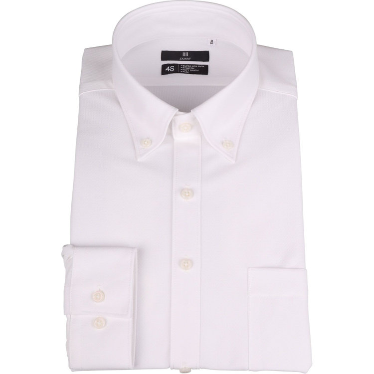 発送在庫あり】【SKINNY】【スーパーノンアイロン】ボタンダウンドレス