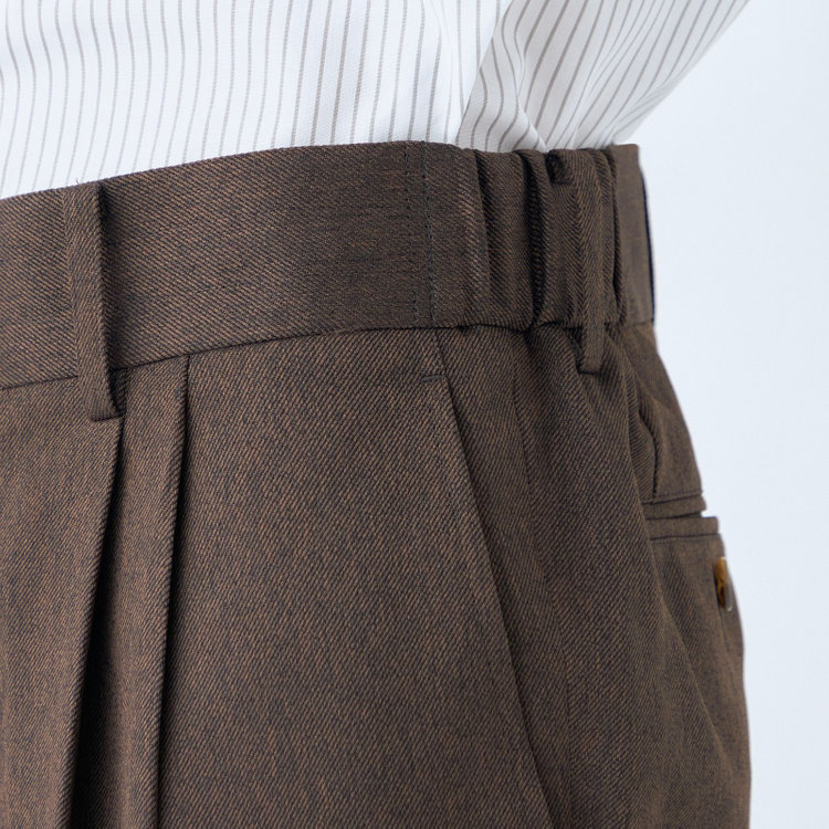 シルバーライン 【RBC】【秋冬】2タックテーパードパンツ/ブラウン/ドローコード/ウエストシャーリング/※裾上げ済仕様 茶中間