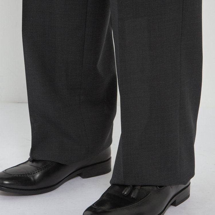 ソノタ 【BLACK LINE】【春夏】1タックワイドシルエットパンツ/グレー×サイロフィル/NEW ZEALAND WOOL MIX Super100’s/※裾上げ必要 グレー濃色