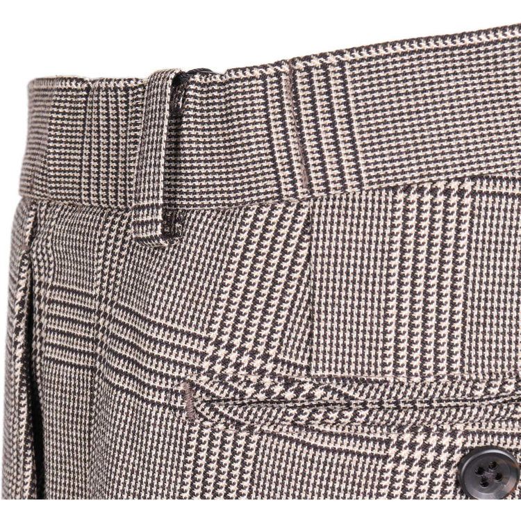 スーツセレクト 【WEB限定/OUTLET】【RBC】【秋冬】1タックテーパードパンツ/ブラウン×グレンチェック/シャーリング仕様/ウォシャブル ブラウン系(茶)