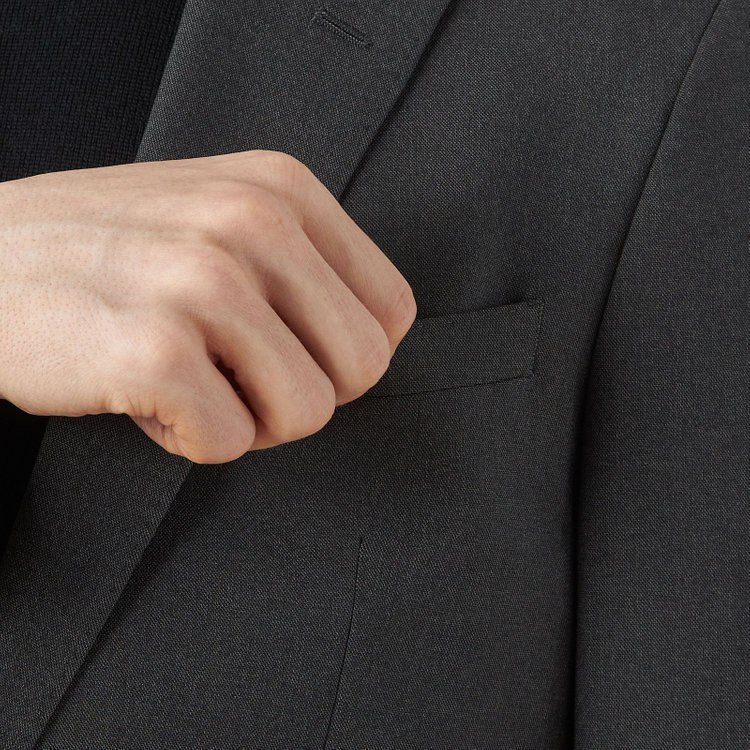 ブラックライン 【SLIM TAPERED_2】【年間】スペアパンツ付き/2釦シングルスーツ 0タック/グレー/ウエストシャーリング/4S SUSTAINABILITY/※パンツ裾上げ済仕様 グレー中間