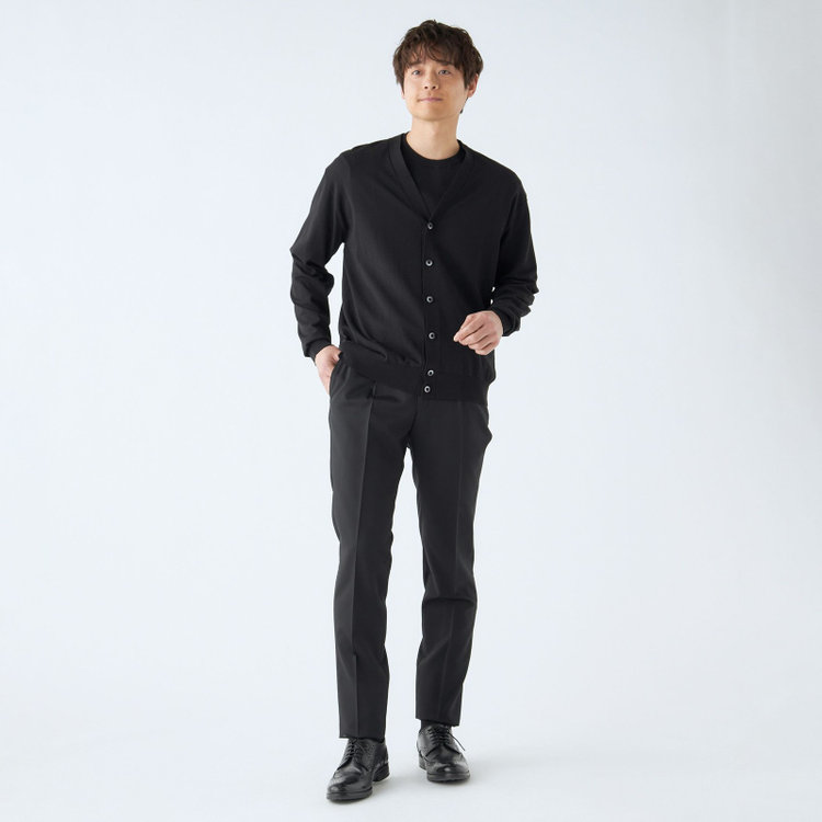 スーツセレクト 【RBC】【春夏】コットンブレンドニットカーディガン/ブラック/マシンウォッシャブル 黒