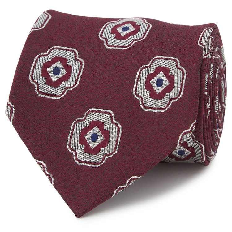 シルバーライン 【SILVER LINE】シルク小紋ネクタイ 8.0cm幅/ワイン その他