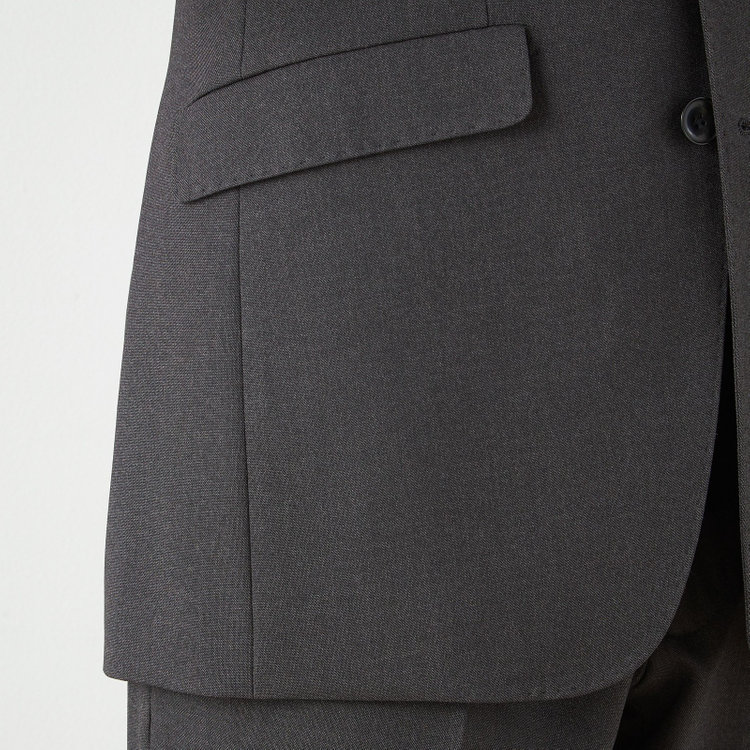 ブラックライン 【SLIM TAPERED_2】【年間】スペアパンツ付き/2釦シングルスーツ 0タック/グレー/ウエストシャーリング/4S SUSTAINABILITY/※パンツ裾上げ済仕様 グレー中間