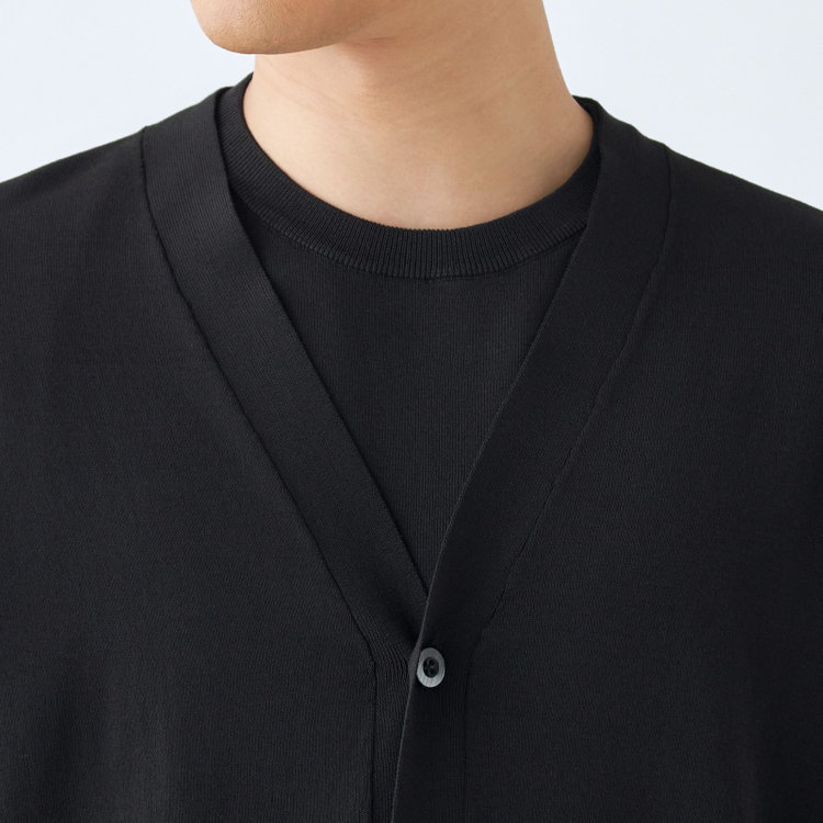 スーツセレクト 【RBC】【春夏】コットンブレンドニットカーディガン/ブラック/マシンウォッシャブル 黒