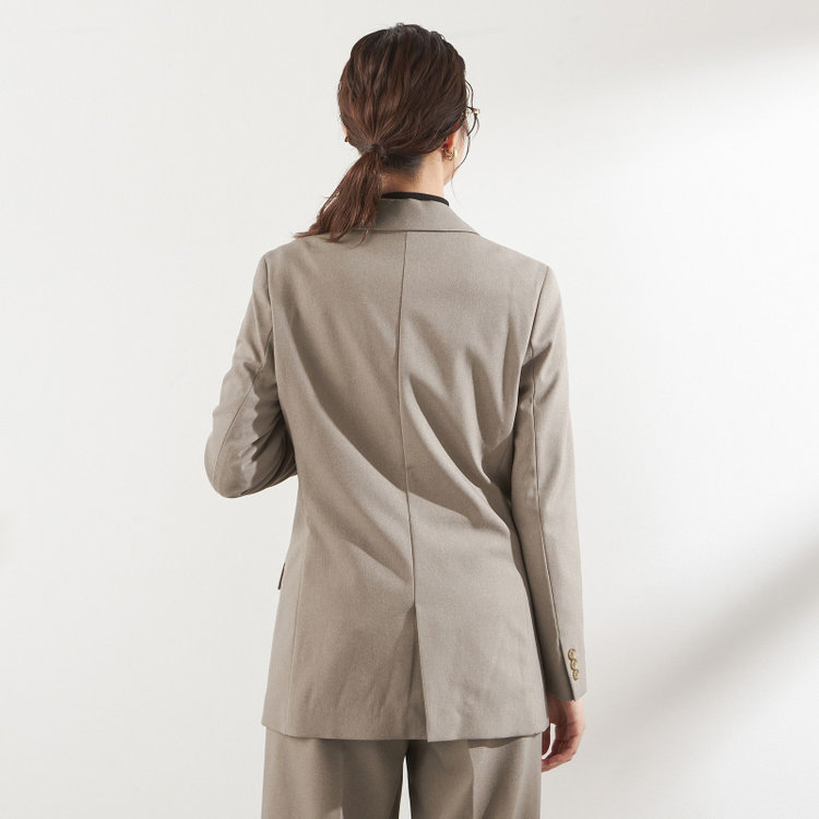 シルバーライン 【RELAX WIDE】【秋冬】 ダブルジャケットワイドパンツスーツ/グレイッシュベージュ/4S SUSTAINABILITY&ECOLOGY FABRIC/※パンツ裾上げ済仕様 茶淡色