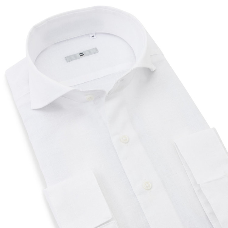 SUIT SELECT　アウトレット 【WEB限定/OUTLET/汚れ・キズ等有】【SILVER LINE/七分袖】ホリゾンタルワイドカラーワイシャツ/ホワイト 白