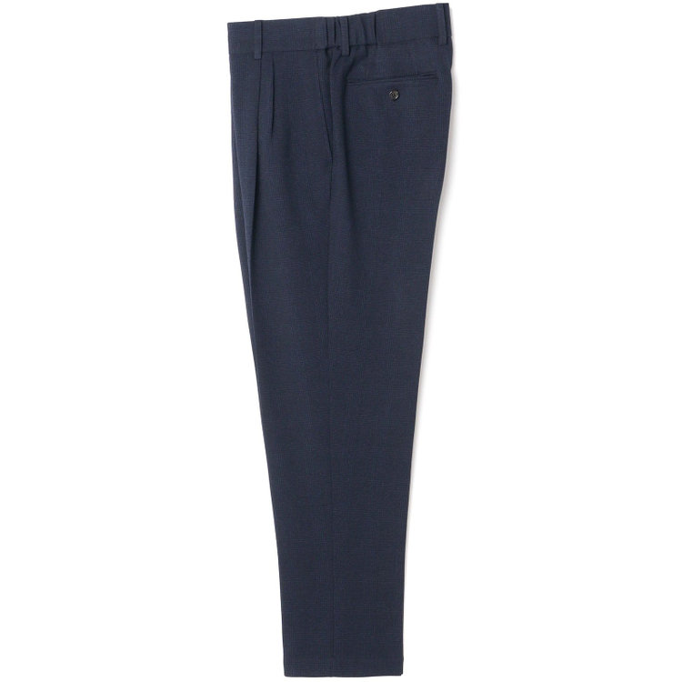 シルバーライン 【RBC】【秋冬】2タックテーパードパンツ/ネイビー×グレンチェック/ドローコード/ウエストシャーリング/※裾上げ済仕様 紺中間