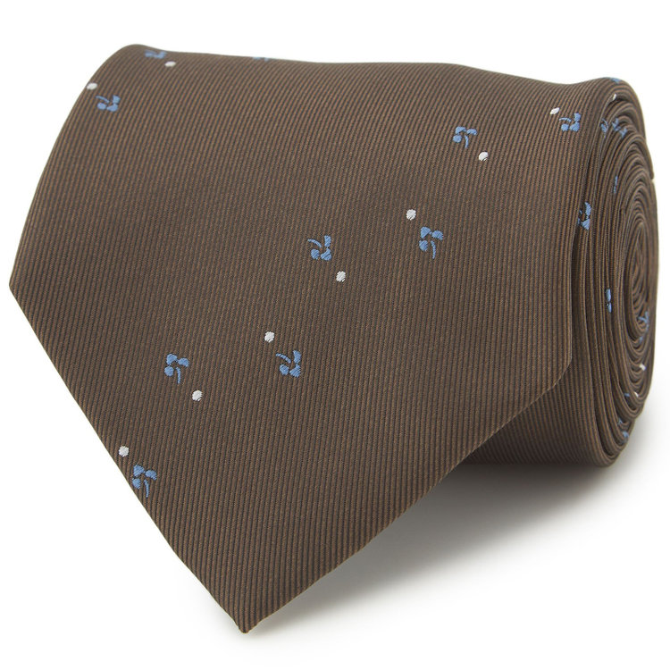 シルバーライン 【SILVER LINE】シルクブレンド小紋ネクタイ 8.0cm幅/ブラウン その他