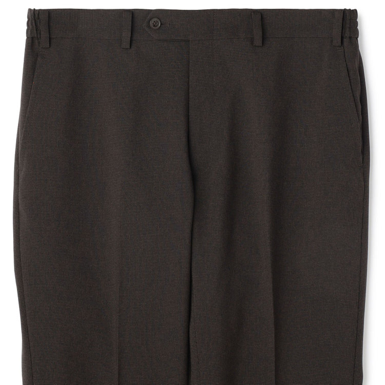 ブラックライン 【SLIM TAPERED_2】【春夏】2釦シングルスーツ 0タック/ブラウン&ブラック×ハウンドトゥース/ウエストシャーリング/4S SUSTAINABILITY&ECOLOGY FABRIC/※パンツ裾上げ済仕様 茶濃色