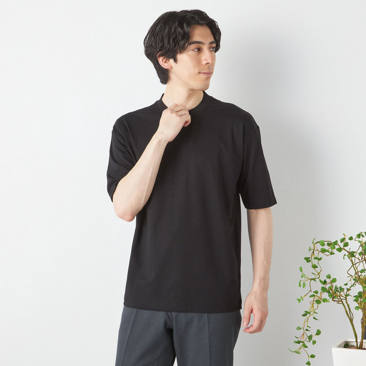 スーツセレクト 【RBC/五分袖】プレミアムコットンTシャツ / クルーネック / ブラック 黒