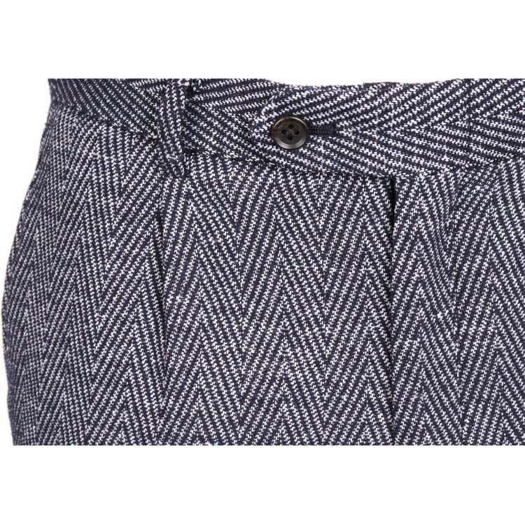 スーツセレクト 【WEB限定/OUTLET】【RBC】【秋冬】1タックテーパードパンツ/ネイビー＆ホワイト×シャンブレーヘリンボーン/シャーリング仕様/ウォシャブル ネイビー系(紺)