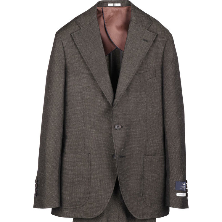 スーツセレクト 【WEB限定/OUTLET】【CLASSICO TAPERED】【春夏】コーディネートパンツ付き/3釦段返りシングルスーツ 2タック/カーキ+サンドブラウンパンツ/パッチポケット/サイドAJ＆シャーリング/MARZOTTO ブラウン系(茶)