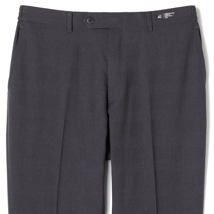 ブラックライン 【SLIM TAPERED】【春夏】0タックテーパードパンツ/グレー×グレンチェック/ウエストシャーリング/4S SUSTAINABILITY&ECOLOGY FABRIC「ウォッシャブル」「ストレッチ」/※裾上げ済仕様 グレー濃色