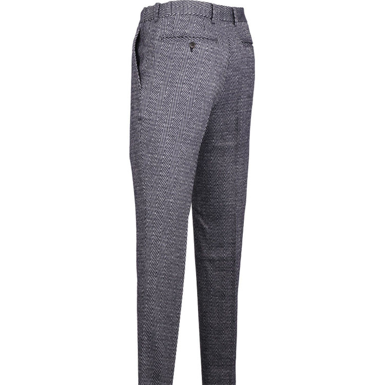 スーツセレクト 【WEB限定/OUTLET】【RBC】【秋冬】1タックテーパードパンツ/ネイビー＆ホワイト×シャンブレーヘリンボーン/シャーリング仕様/ウォシャブル ネイビー系(紺)