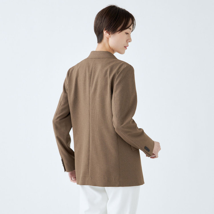 スーツセレクト 【RELAX TAPERED_2】【秋冬】4釦1掛けダブルジャケット/ブラウン×ガンクラブチェック/ウォッシャブル ブラウン系(茶)