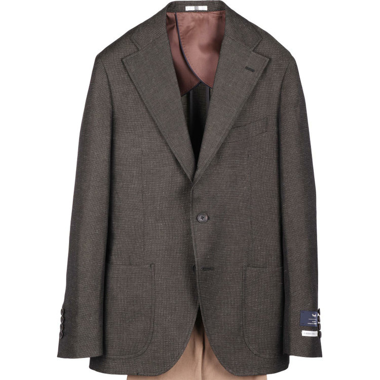 スーツセレクト 【WEB限定/OUTLET】【CLASSICO TAPERED】【春夏】コーディネートパンツ付き/3釦段返りシングルスーツ 2タック/カーキ+サンドブラウンパンツ/パッチポケット/サイドAJ＆シャーリング/MARZOTTO ブラウン系(茶)