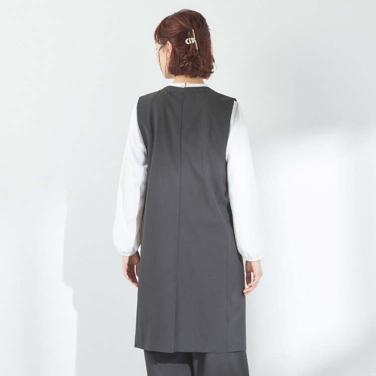 シルバーライン 【SL】【年間】ノーカラーダブル釦ジレ/ダークグレー/4S グレー中間