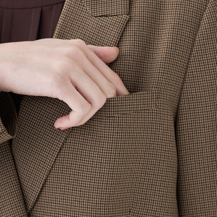 スーツセレクト 【RELAX TAPERED_2】【秋冬】4釦1掛けダブルジャケット/ブラウン×ガンクラブチェック/ウォッシャブル ブラウン系(茶)