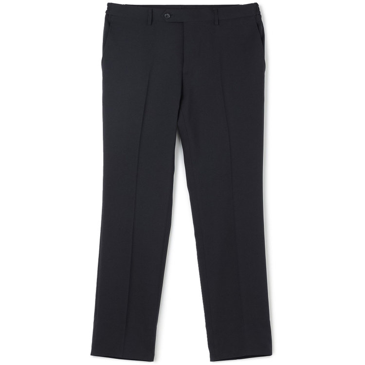 ブラックライン 【WEB限定】【発送在庫あり】【SLIM TAPERED】【年間】ウォッシャブル0タックテーパードパンツ/ネイビー/ウエストシャーリング仕様/裾上げ済仕様 紺中間