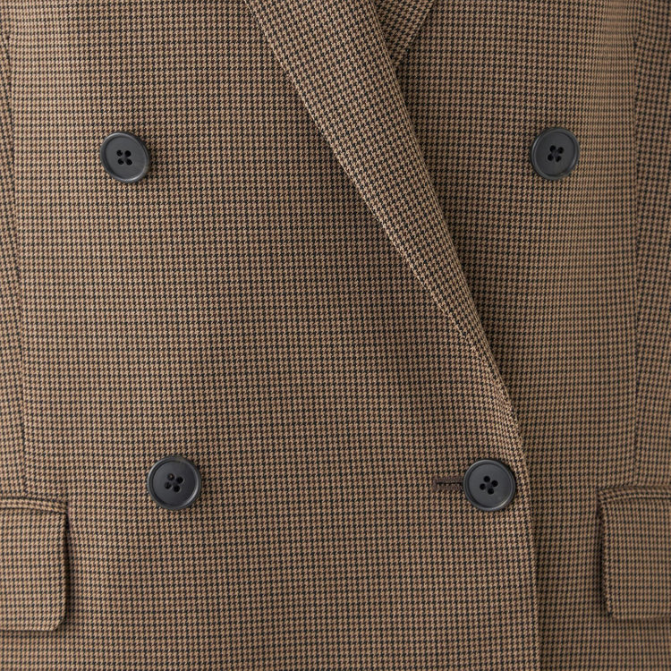 スーツセレクト 【RELAX TAPERED_2】【秋冬】4釦1掛けダブルジャケット/ブラウン×ガンクラブチェック/ウォッシャブル ブラウン系(茶)