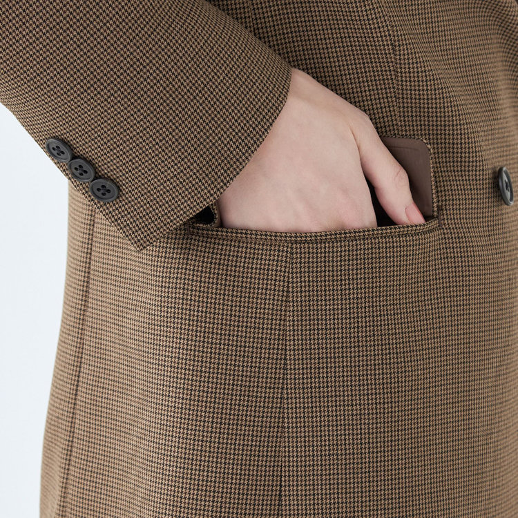 スーツセレクト 【RELAX TAPERED_2】【秋冬】4釦1掛けダブルジャケット/ブラウン×ガンクラブチェック/ウォッシャブル ブラウン系(茶)