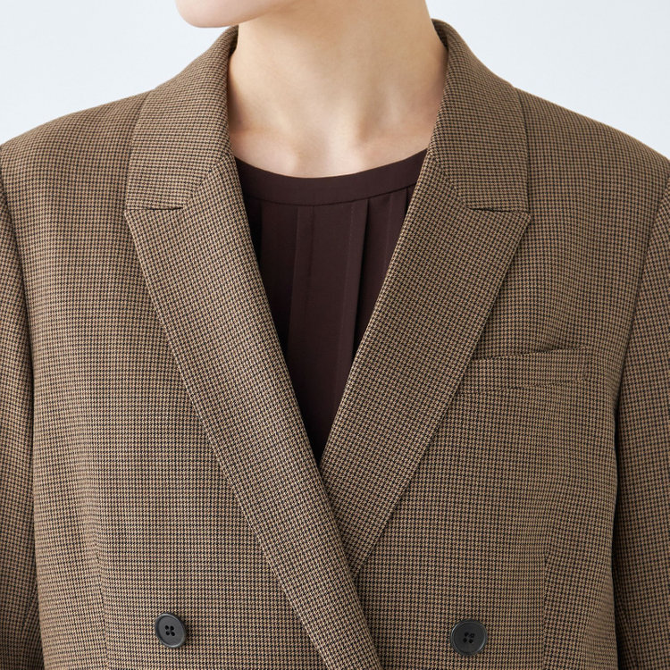 スーツセレクト 【RELAX TAPERED_2】【秋冬】4釦1掛けダブルジャケット/ブラウン×ガンクラブチェック/ウォッシャブル ブラウン系(茶)