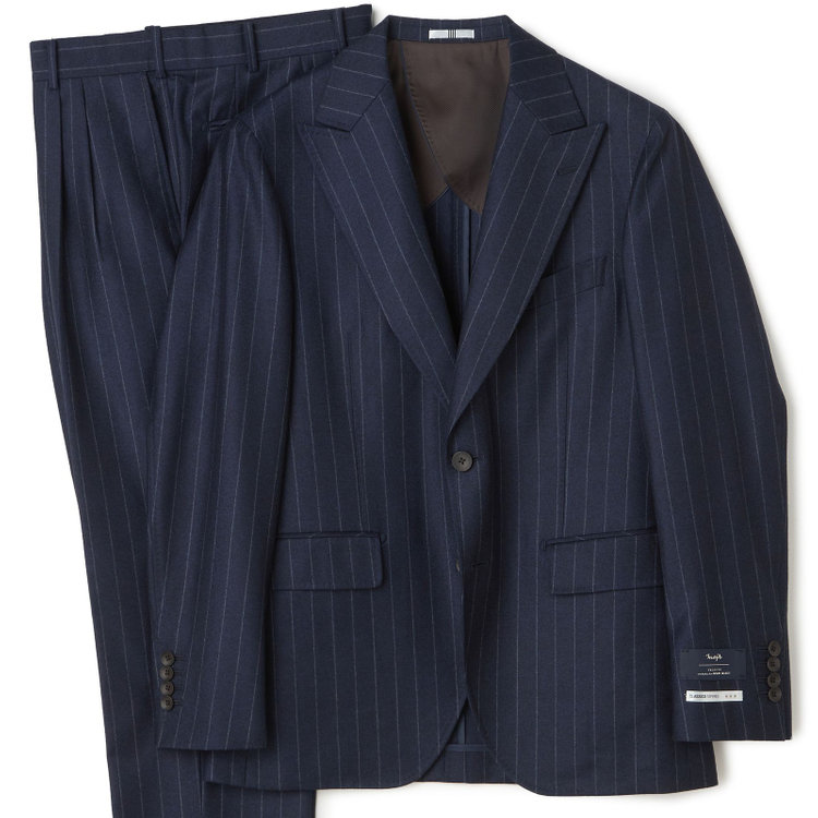 CLASSICO TAPERED】【秋冬】ピークドラペル2釦スーツ 2タック/ネイビー