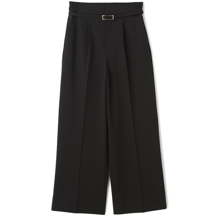ブラックライン 【セットアップ対応】共生地ベルト付きのハイウエストワイドパンツ/ブラック 黒