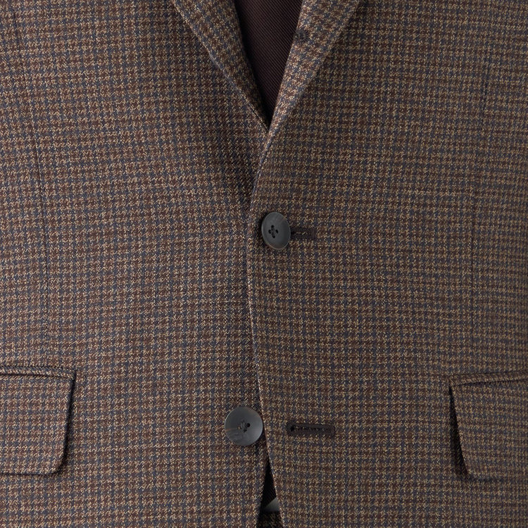 シルバーライン 【CLASSICO TAPERED】【秋冬】3釦段返りシングルスーツ 2タック/ブラウン＆ネイビー×チェック/ウエストムーブ/MARZOTTO/※裾上げ必要 茶中間