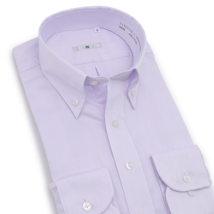 シルバーライン 【発送在庫あり】【SILVER LINE】【形態安定】ボタンダウンドレスワイシャツ/ホワイト×パープルドビー 紫中間