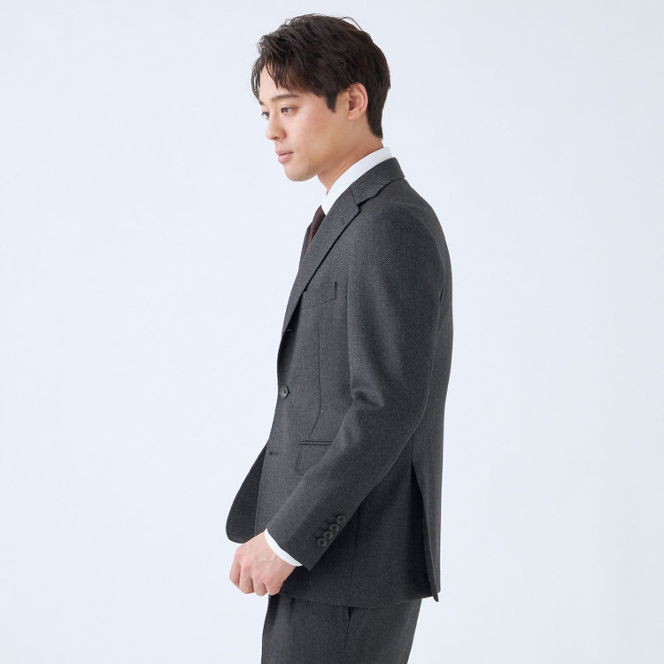 シルバーライン 【CLASSICO TAPERED】【秋冬】3釦段返りシングルスーツ 2タック/グレー×ヘリンボーン/ウエストムーブ/MARZOTTO/※裾上げ必要 グレー濃色