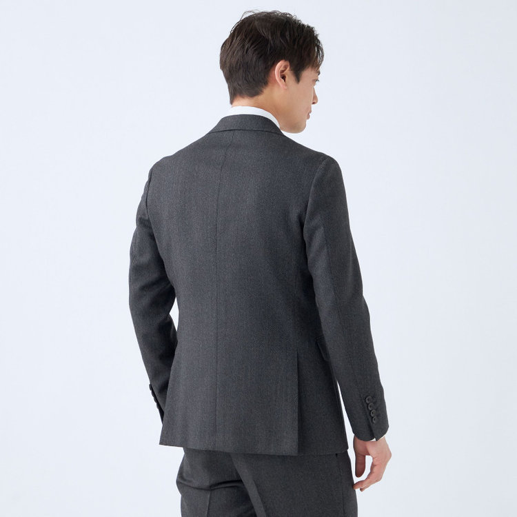 シルバーライン 【CLASSICO TAPERED】【秋冬】3釦段返りシングルスーツ 2タック/グレー×ヘリンボーン/ウエストムーブ/MARZOTTO/※裾上げ必要 グレー濃色