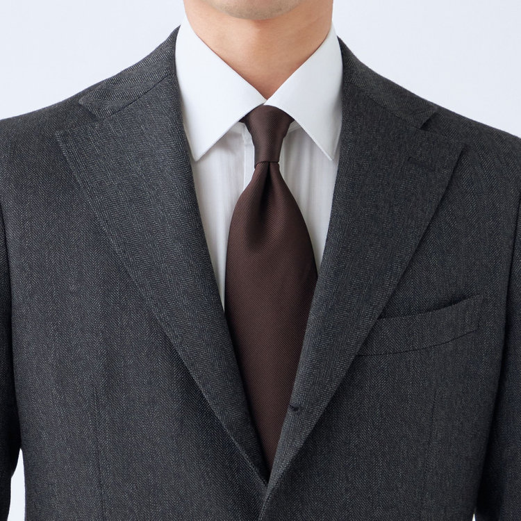 シルバーライン 【CLASSICO TAPERED】【秋冬】3釦段返りシングルスーツ 2タック/グレー×ヘリンボーン/ウエストムーブ/MARZOTTO/※裾上げ必要 グレー濃色