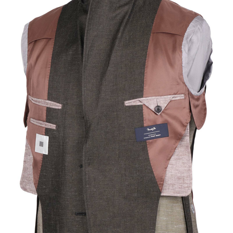 スーツセレクト 【WEB限定/OUTLET】【CLASSICO TAPERED】【春夏】コーディネートパンツ付き/3釦段返りシングルスーツ 2タック/カーキ+サンドブラウンパンツ/パッチポケット/サイドAJ＆シャーリング/MARZOTTO ブラウン系(茶)