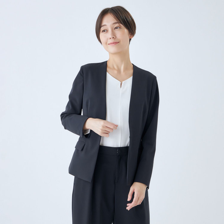 シルバーライン 【SL】【年間】ノーカラージャケット/ネイビー/ウォッシャブル 紺中間