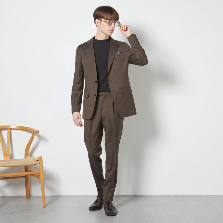 シルバーライン 【CLASSICO TAPERED】【春夏】2釦シングルスーツ 1タック/ブラウン/ウエストムーブ/REDA ACTIVE/NEW ZEALAND MERINO/SHOWER CLEAN/※パンツ裾上げ済仕様 茶濃色