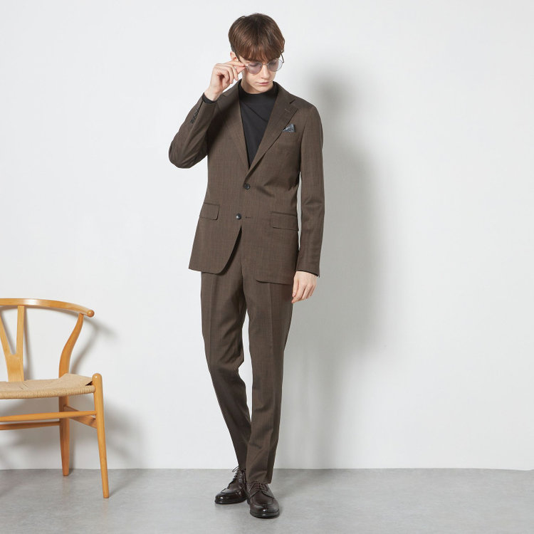 シルバーライン 【CLASSICO TAPERED】【春夏】2釦シングルスーツ 1タック/ブラウン/ウエストムーブ/REDA ACTIVE/NEW ZEALAND MERINO/SHOWER CLEAN/※パンツ裾上げ済仕様 茶濃色