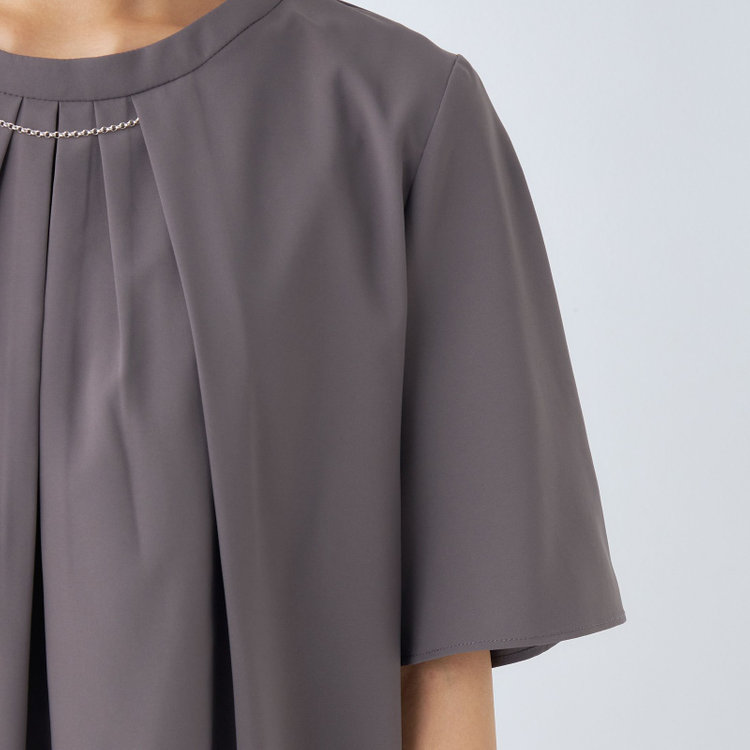 シルバーライン 【SILVER LINE/5分袖】2WAYチェーンビジュー付きプルオーバー/ダークグレー グレー濃色