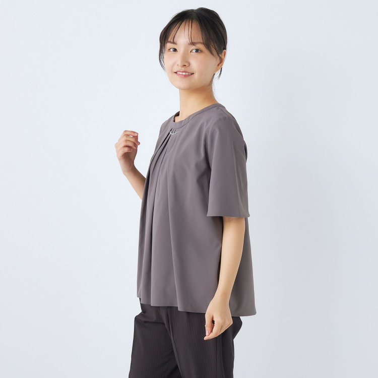 シルバーライン 【SILVER LINE/5分袖】2WAYチェーンビジュー付きプルオーバー/ダークグレー グレー濃色