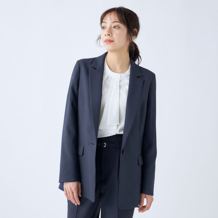 シルバーライン 【SILVER LINE】【【年間】1釦シングルパンツスーツ/ネイビー/ウォッシャブル/Naturemier/※パンツ裾上げ済仕様 紺中間