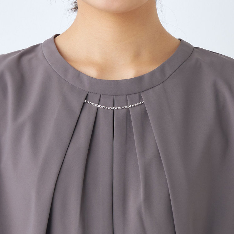 シルバーライン 【SILVER LINE/5分袖】2WAYチェーンビジュー付きプルオーバー/ダークグレー グレー濃色