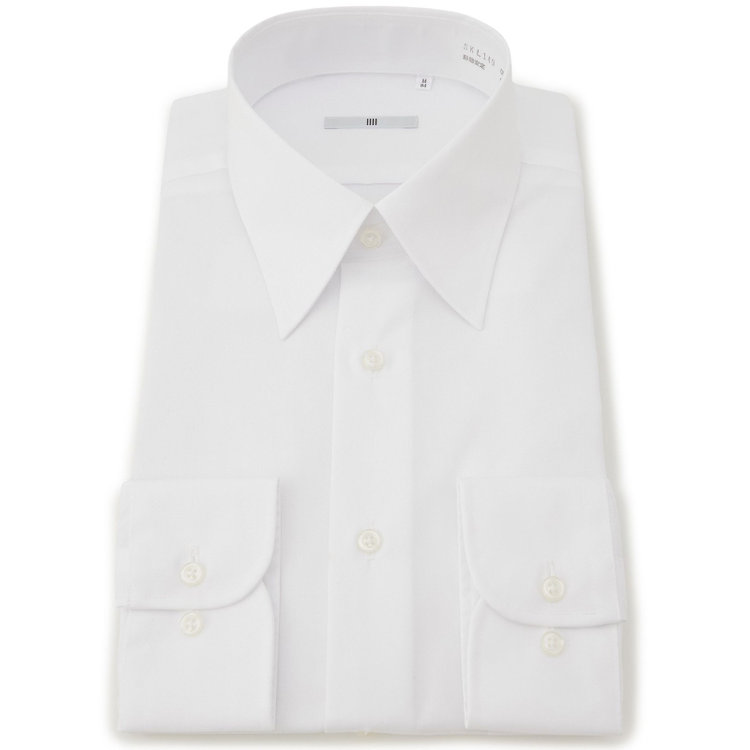 シルバーライン 【SILVER LINE】【形態安定】レギュラーカラードレスワイシャツ/ホワイト×ブロード (無地) 白