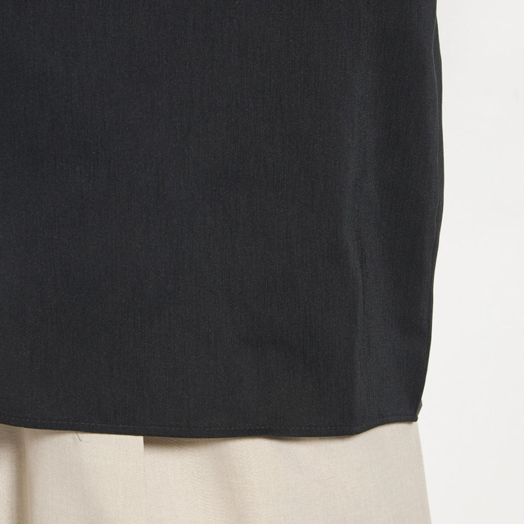 シルバーライン 【半袖】バンドカラーブラウス/ブラック/「ストレッチ」「通気性」「吸水・速乾」「環境負荷軽減」 黒