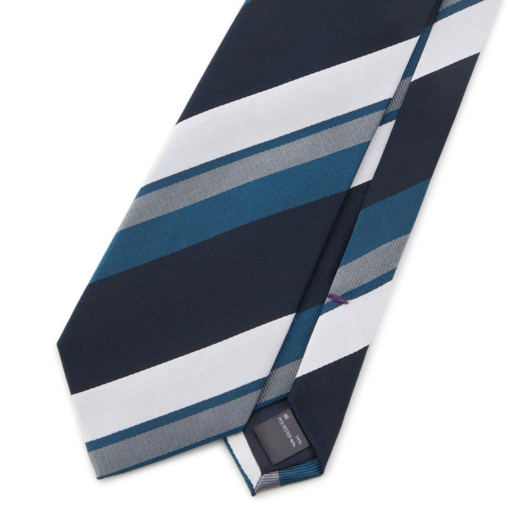 ブラックライン 【BLACK LINE】シルクブレンドストライプネクタイ 7.5cm幅/ネイビー×ホワイト その他